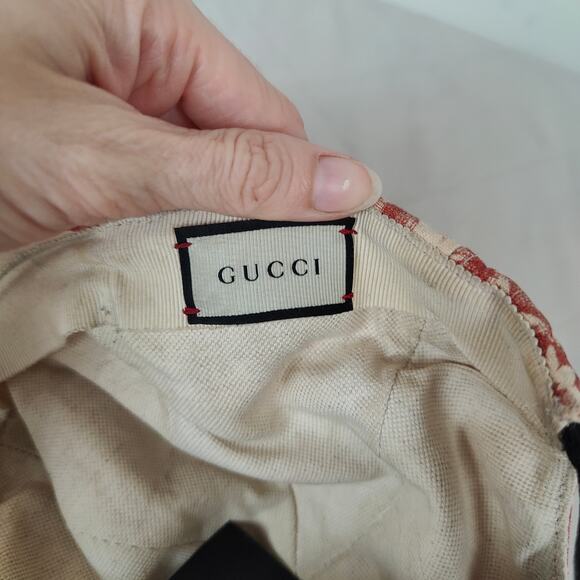 Gucci Herbarium Baseball Cap Size Medium 57 Cream Red Floral Adjustable - Picture 7 of 10
